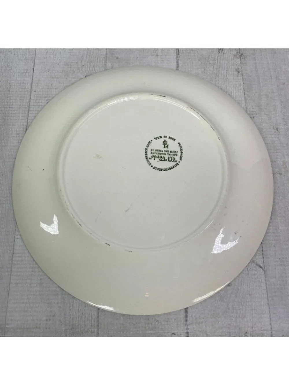 Vintage Max Schonfeld EL VERDE Green Swirl Spiral Ironstone Dinner Plates Set 5
